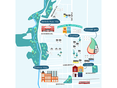 Map for East End Toronto design illustration