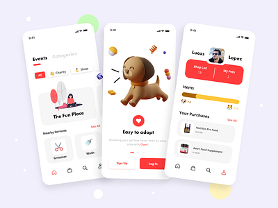 Owni adoption app cards cat character concept creative dog illustration interaction interface mobile mobile ui mobileapp mobileappdesign pet care pets ui ui design ux