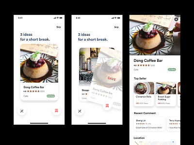 Swipe to save ideas bookmark cafe card swipe ui ui design