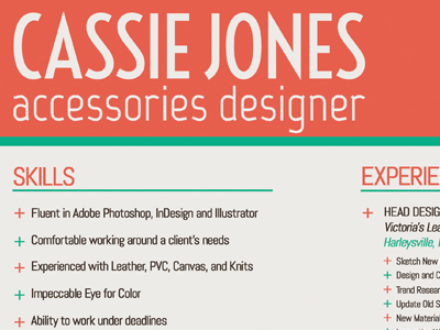 Cassie Jones Resume branding graphic design personal branding print print design