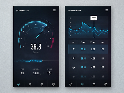 Speed Test Full Preview dark gui ios iphone mobile speed test ui