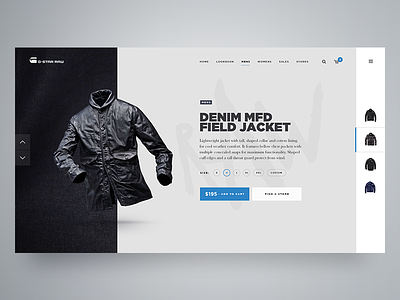 Product Page brand clothing ecommerce gstar layout product shop store ui ux web website