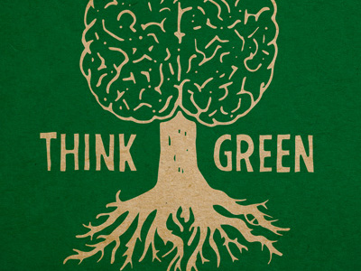 Think Green brain green hand think tree type