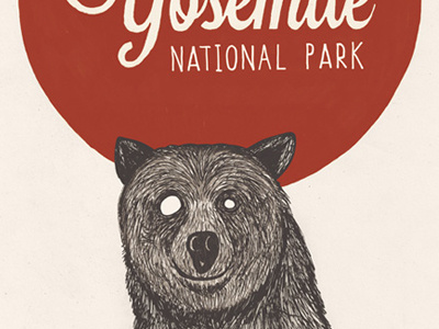 Bear from Yosemite bear hand hand drawn illustration pen sun typography yosemite