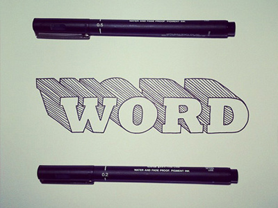 Word 3d hand lettering lines pen pens typography word