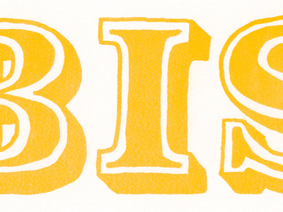 a bit of a B, an I and a little bit of an S 3d hand handdrawn illustration texture typography yellow
