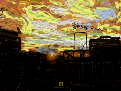 Atardecer En El Sur Anime Dribbble animation design digital painting gif graphic design illustration impressionism landscape illustration motion design motion graphic solstice summer summertime sun vector