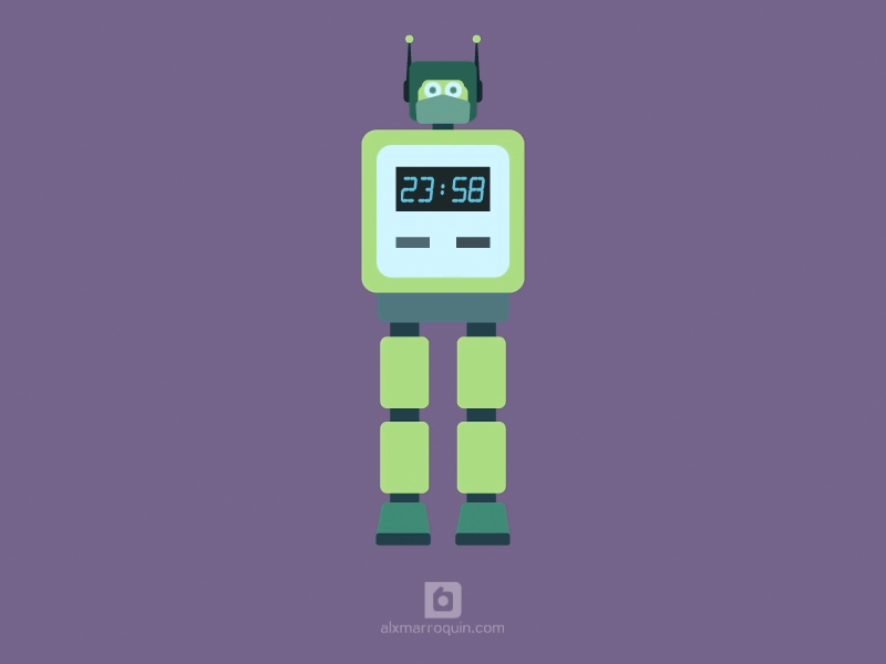 Robot Clock Test01 after effects animation character animation character design gif illustrator motion art motion design motion graphics robot