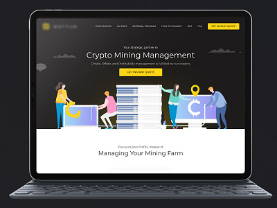 Crypto Mining Landing Page Design crypto currency design designs illlustration illustration typography ui ux vector