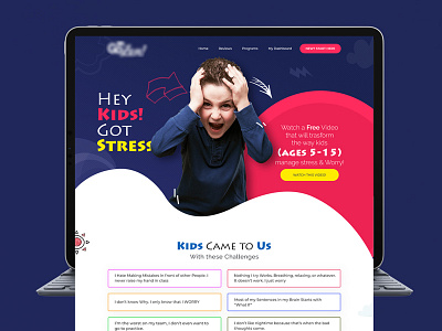 Kids Depression Solution Website branding depression design designs kids typography ui ux