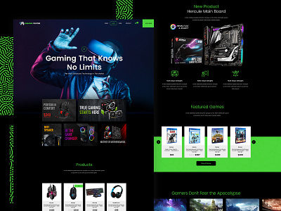 Gaming Shop - Template Design creative dark design ecommerce green shop template ui web webdesign website wordpress