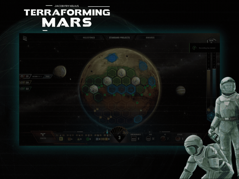 Terraforming Mars - Gameplay video design digital explainer video game mars space steam ui