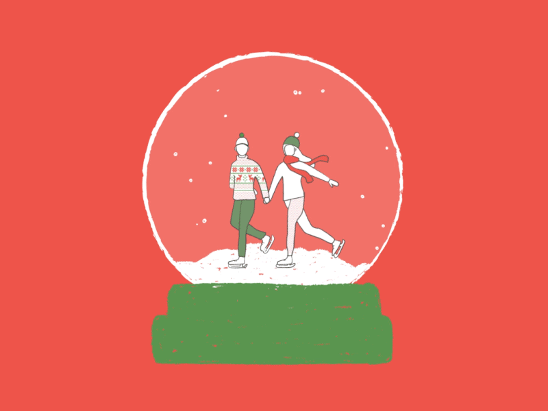 Ice Skaters after effects animation christmas gif iceskater iceskating illustration illustrator loop motiongraphics snowball