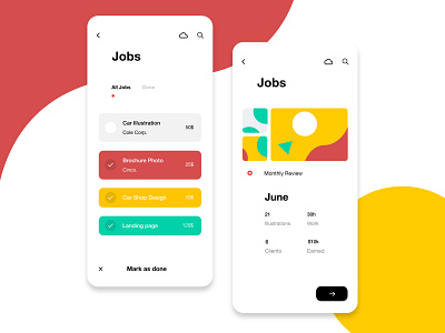 Job List View & Monthly Insights arabic daily 100 daily ui design freelance icon illustration sandro tavartkiladze typography ui ux visual