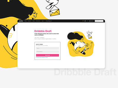 Dribbble Draft, Invite Freind, Redesign animation arabic daily 100 daily ui deisgn design draw graphic design illustration typography ui ux web