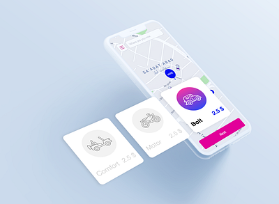 UI Design for a taxi service application car card design icon illustration interface ios mobile ui ux vector