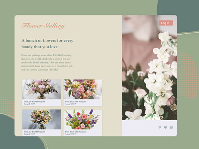 Home page for an online Flower Shop application design icon illustration ios ui ux