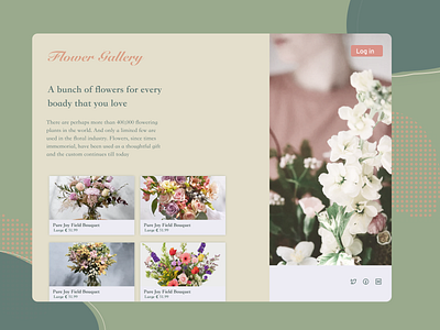 Home page for an online Flower Shop