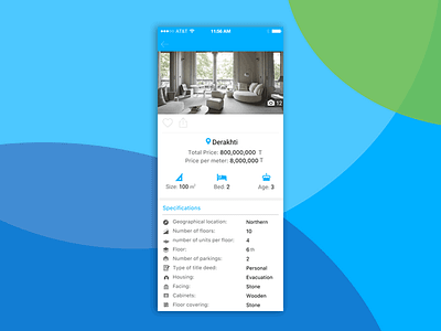 detail page design for a real estate mobile app