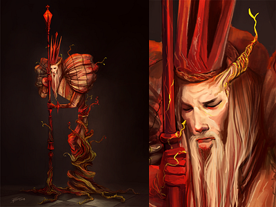 The Red King 2d alice in wonderland character design chess concept art fantasy illustration king