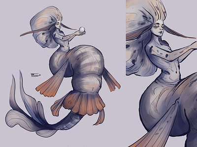 Mermaid artwork character design creature doodle drawing female grace illustration mermaid peacefull sea sketch