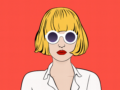 Pop glasses gril illustration pop red yellow