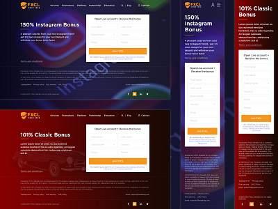 Landing pages for instagram and classic bonuses design forex fxcl landing ui ux web