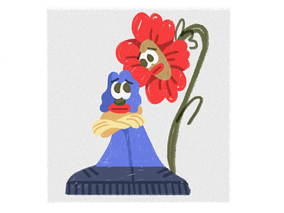 Sad friends art brush cartoon character flower illustration ps sad
