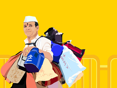 Mumbai Dabbawala branding design illustration vector