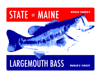 State of Maine | Largemouth Bass 1940s 3 color bass maine retro