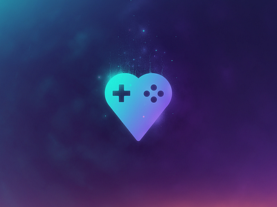 Blue Heart Wallpaper blue clouds gaming gradient heart love moon night particles sky sparks sun