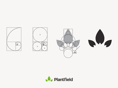 Plantfield Logo Breakdown breakdown fibonacci golden ratio green leaf leafs logo