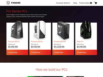FXWARE Website Concept Overview case concept equipment fxware gaming hardware pc shop store ui ux