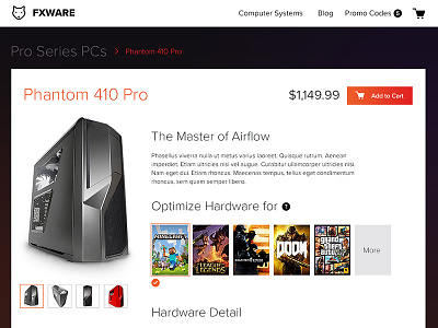FXWARE Detail Page fxware gaming hardware nova pc proxima shop store