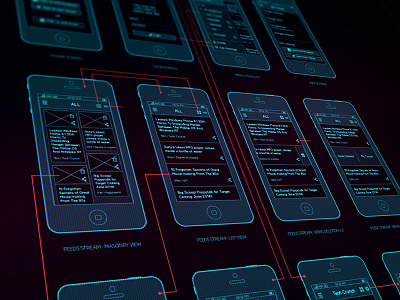 Sci-fi Wireframe app preview wireframe work