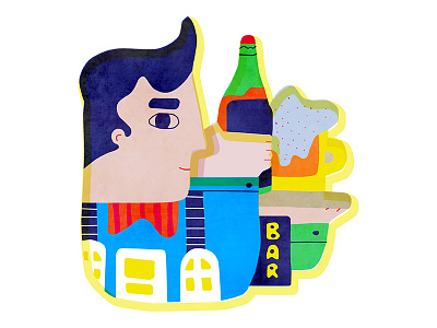 Drink Up bar character drinks fun illustration jolly waiter