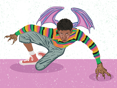 Bat boy adobe art dribbble graphic illustration illustrator pink portrait sketch vampire