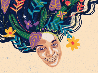 Flower portrait illustration woman smile adobe colorful sketch drawing line drawing flowers face head design illustration