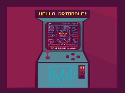 Hello Dribble! 80s adobe illustrator arcade debut design games graphic design hello illustration montana retro throwback