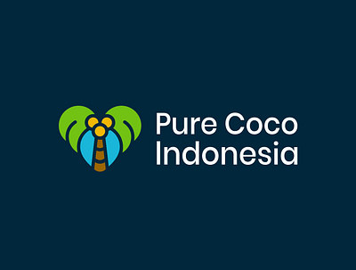 Coconut tree logo branding briquette coco coconut design heart icon logo symbol