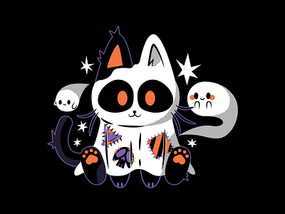 Ghost Cat cat flat art ghost halloween illustration kitty spooky