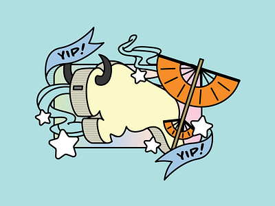 YIP YIP aang air bison air nomad apparel avatar illustration kawaii art lineart the last airbender whistle yip yip