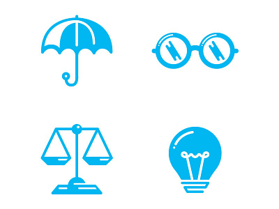 Icons glasses hospital icons lightbulb scale umbrella