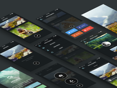 Picturize app clean dark design flat images interface mobile photo picture ui user