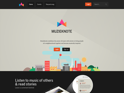 Muzieknote blog clean design experience flat interaction interface menu muzieknote stories user web