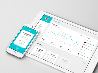 Classroom - Design Mockups clean dashboard design experience flat graph interaction interface light minimalistic mobile tablet