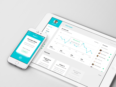 Classroom - Design Mockups clean dashboard design experience flat graph interaction interface light minimalistic mobile tablet