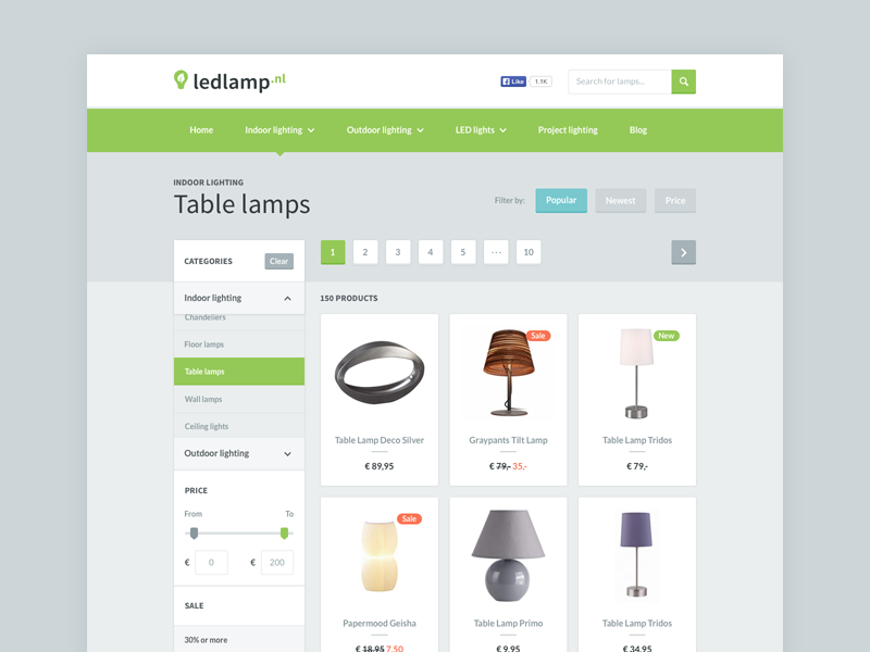 Ledlamp.nl - Product Category clean design e commerce experience interaction interface light minimal product store web webshop
