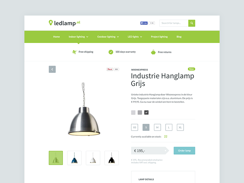 Ledlamp.nl - Product Details clean design e commerce experience interaction interface light minimal product store web webshop