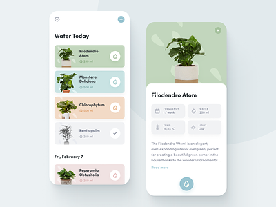 Watering Plants App app care concept gardening green ios iphone list view mobile mobile app mobile ui mobile ux nature plant plants plants monitoring track tracking water plants watering